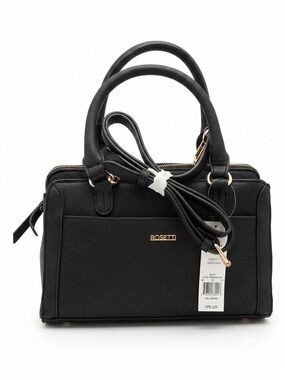 Rosetti Black Pebble Satchel with Gold Hardware